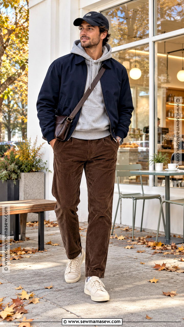 Harrington Jacket And Corduroy Pants Fall Outfit - 20 mens fall street style ideas