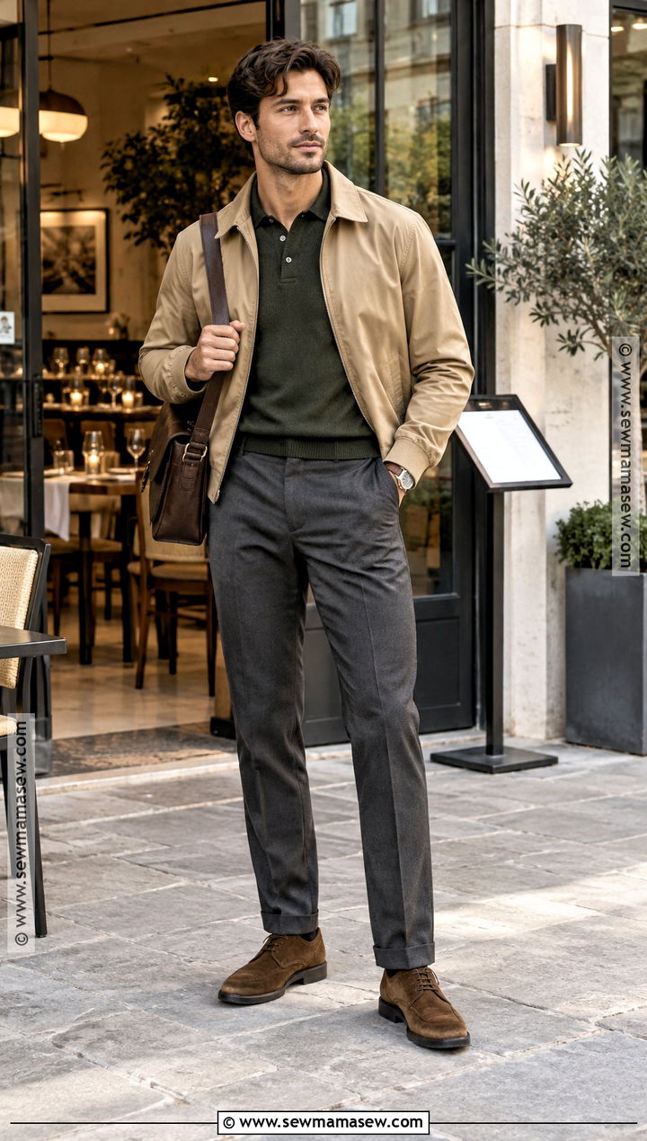 Harrington Jacket And Polo Fall Outfit - 20 mens fall outfit ideas