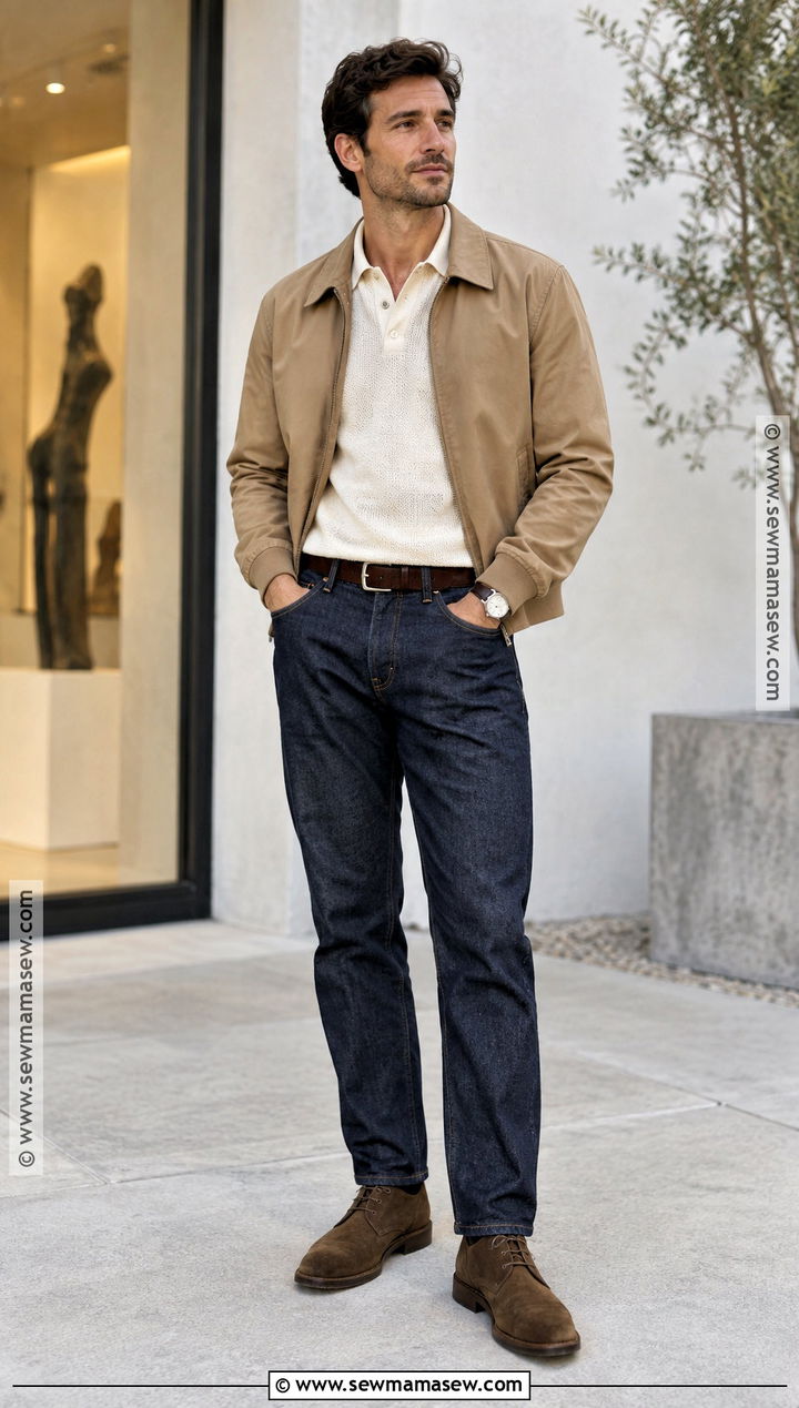 Harrington Jacket With Polo and Jeans - 15 chill fall outfits for men