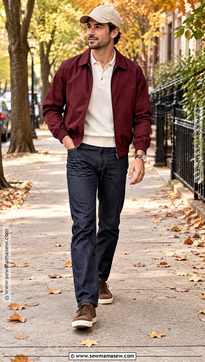 Harrington Jacket and Dark Jeans Outfit - 25 fall drip outfits for men