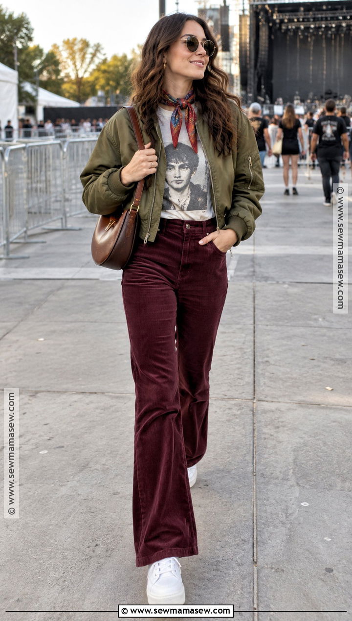 Harry Styles Bomber Jacket With Flared Pants Outfit - 15 harry styles classic fall fun