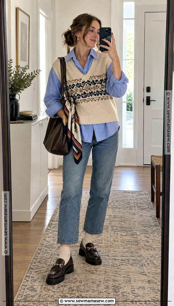 Harry Styles Button Down Shirt With Sweater Vest Outfit - 15 harry styles classic fall fun
