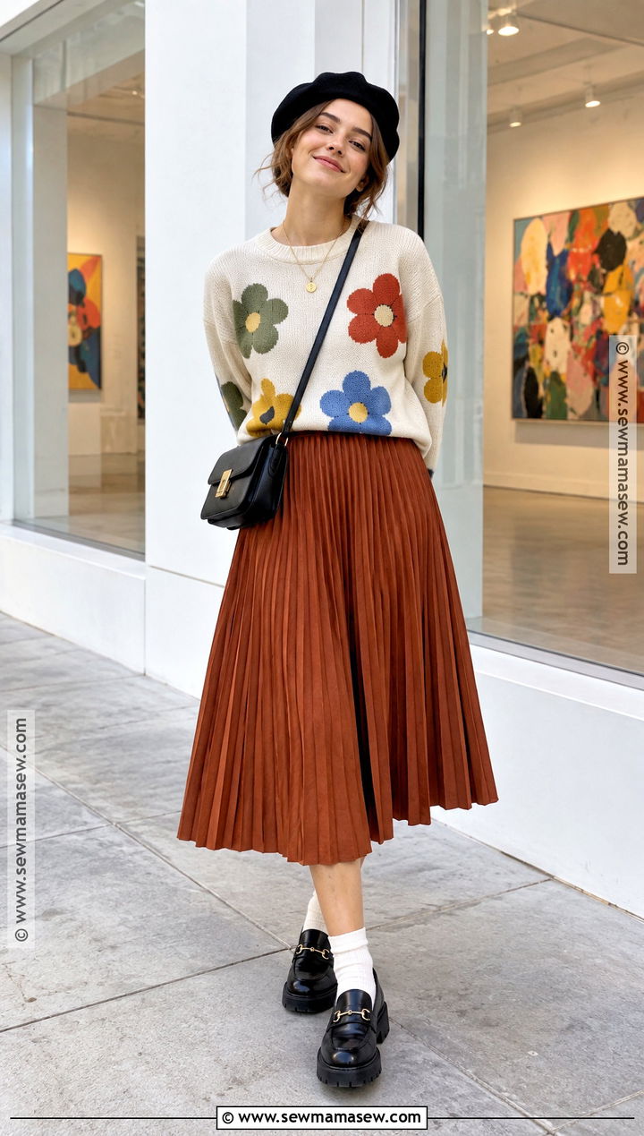 Harry Styles Graphic Sweater With Midi Skirt Outfit - 15 harry styles classic fall fun