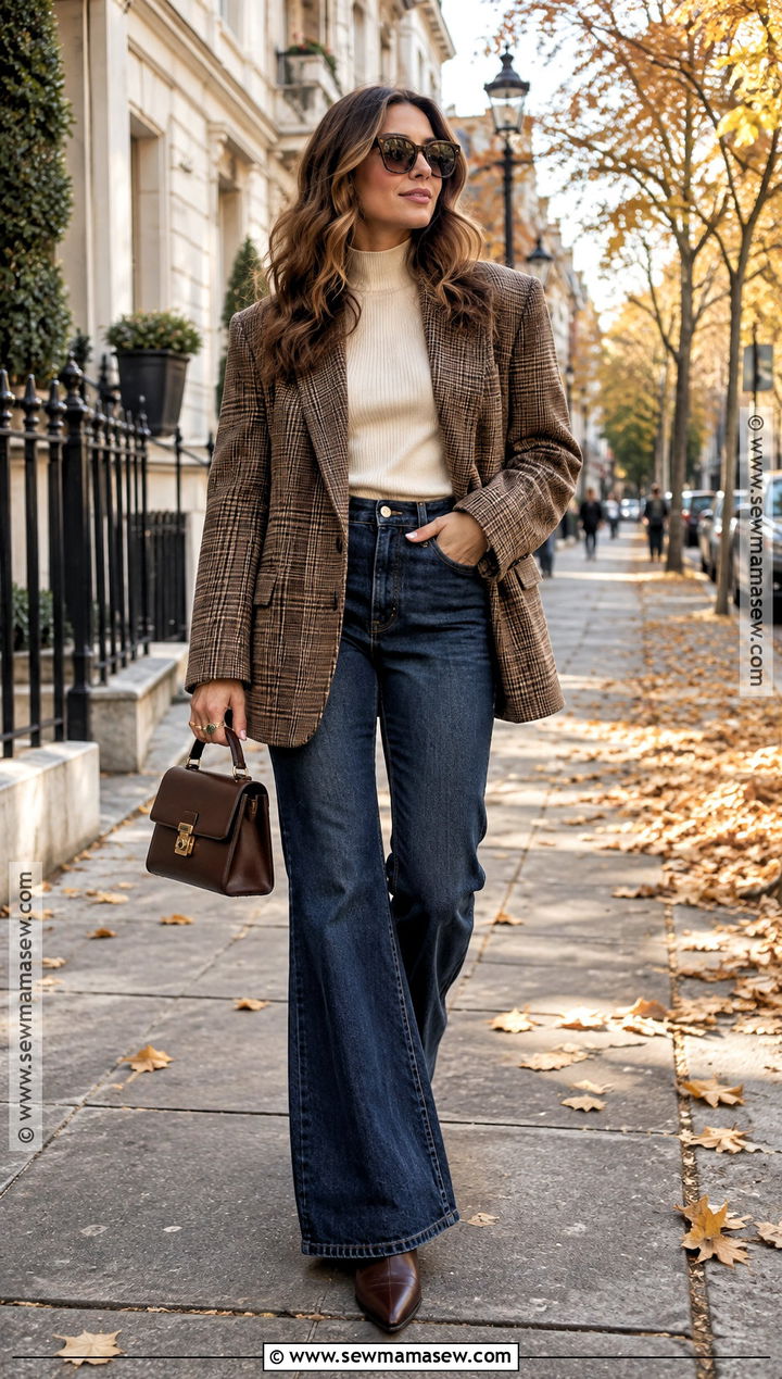 Harry Styles Plaid Blazer With Flared Jeans Outfit - 15 harry styles classic fall fun