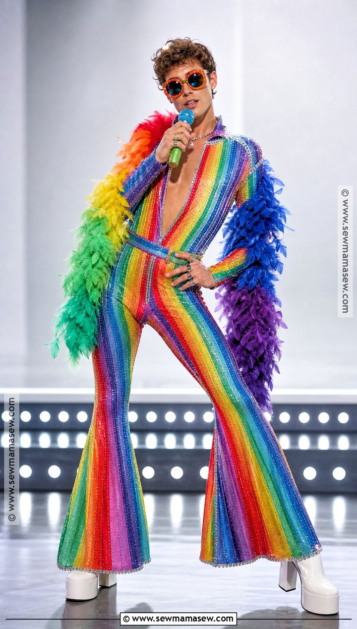 Harry Styles Rainbow Jumpsuit Costume - 30 popstar halloween costume ideas