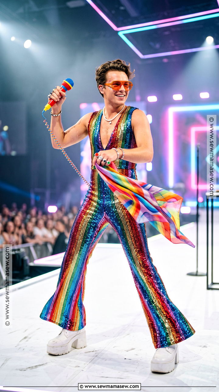 Harry Styles Rainbow Sequin Costume - 30 singer halloween costumes