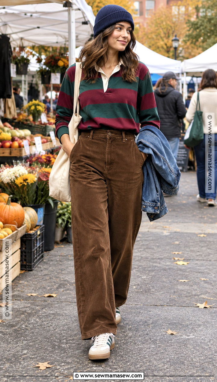 Harry Styles Rugby Shirt With Corduroy Pants Outfit - 15 harry styles classic fall fun