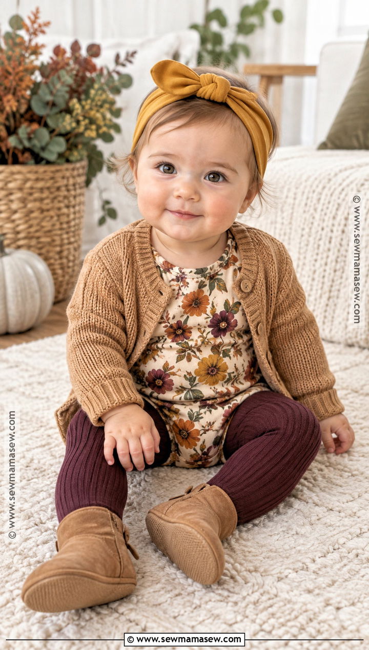 Harvest Floral Onesie With Headband - 15 thanksgiving onesie ideas for girls