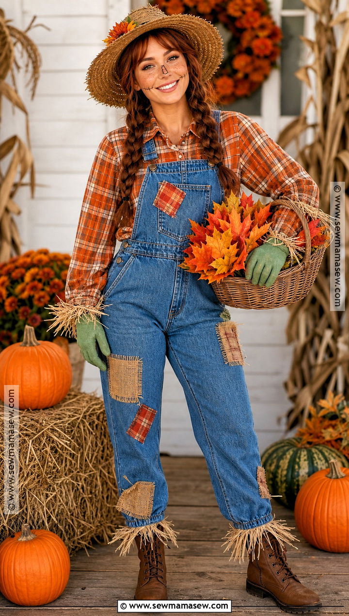 Harvest Scarecrow Costume With Overalls - 30 costume for halloween ideas