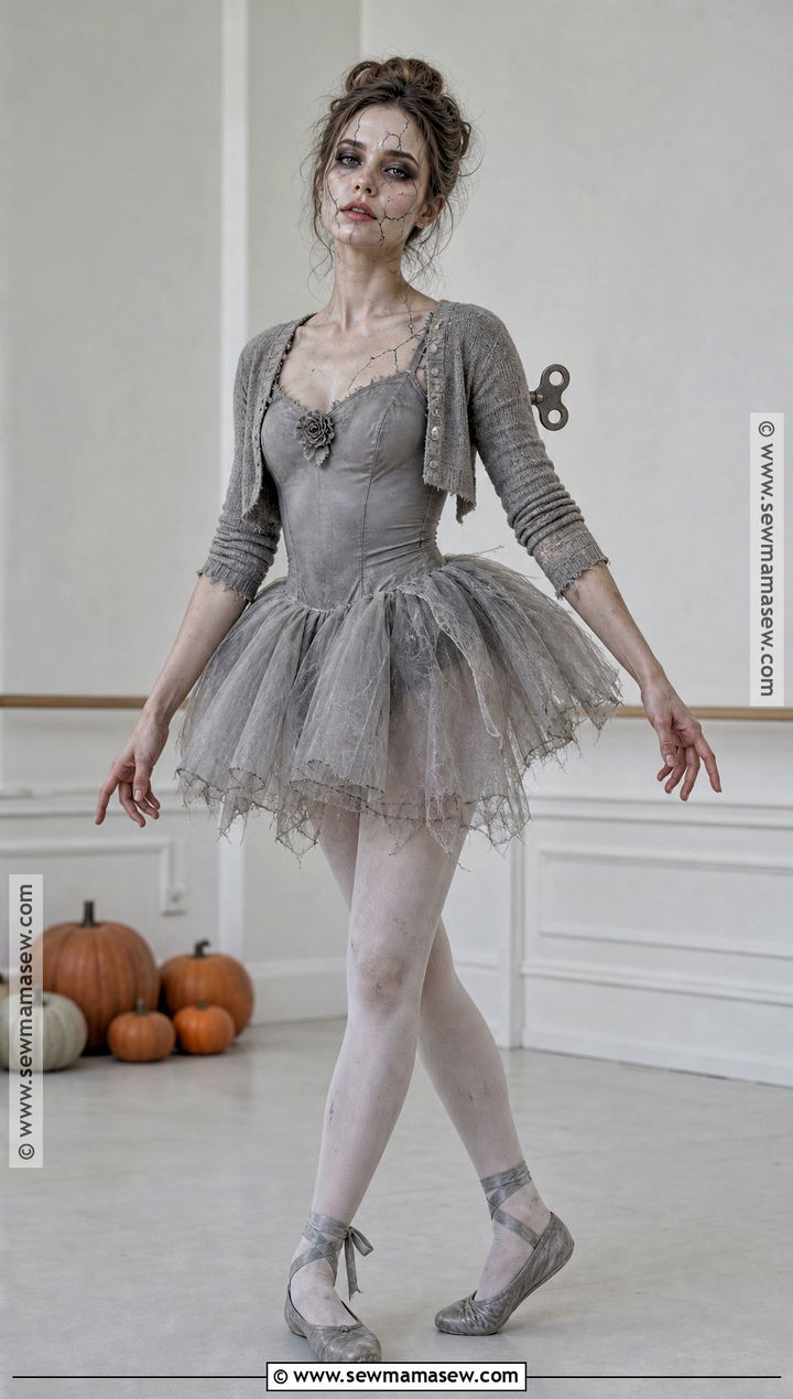 Haunted Ballerina Costume With Gray Tutu - 50 scary halloween costume ideas