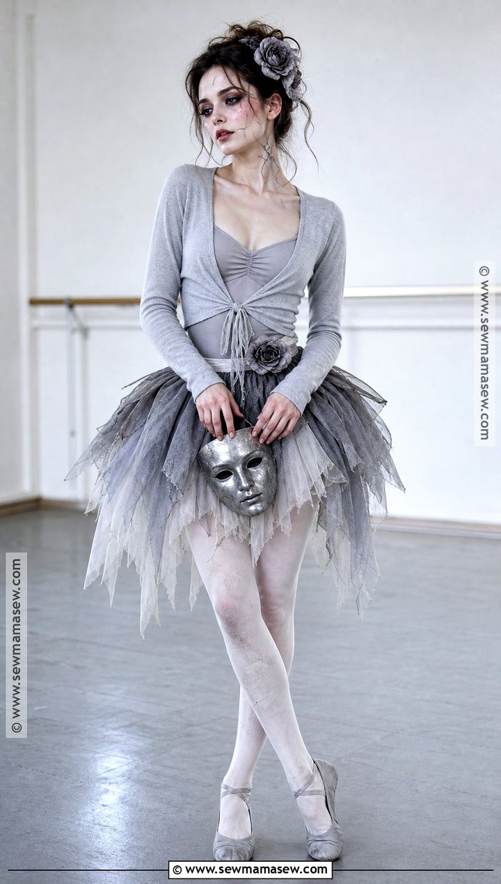 Haunted Ballerina Costume With Gray Tutu - 45 scary costumes