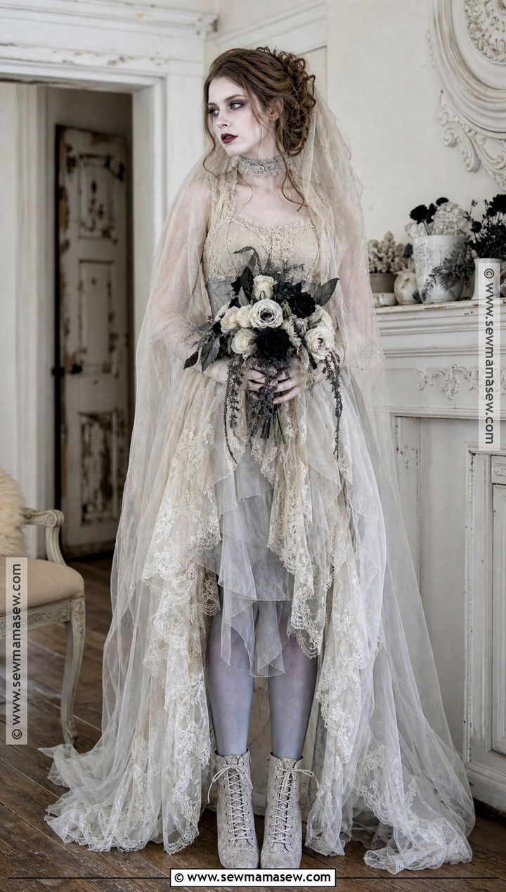 Haunted Bride Costume With Tattered Veil - 35 spooky halloween costumes
