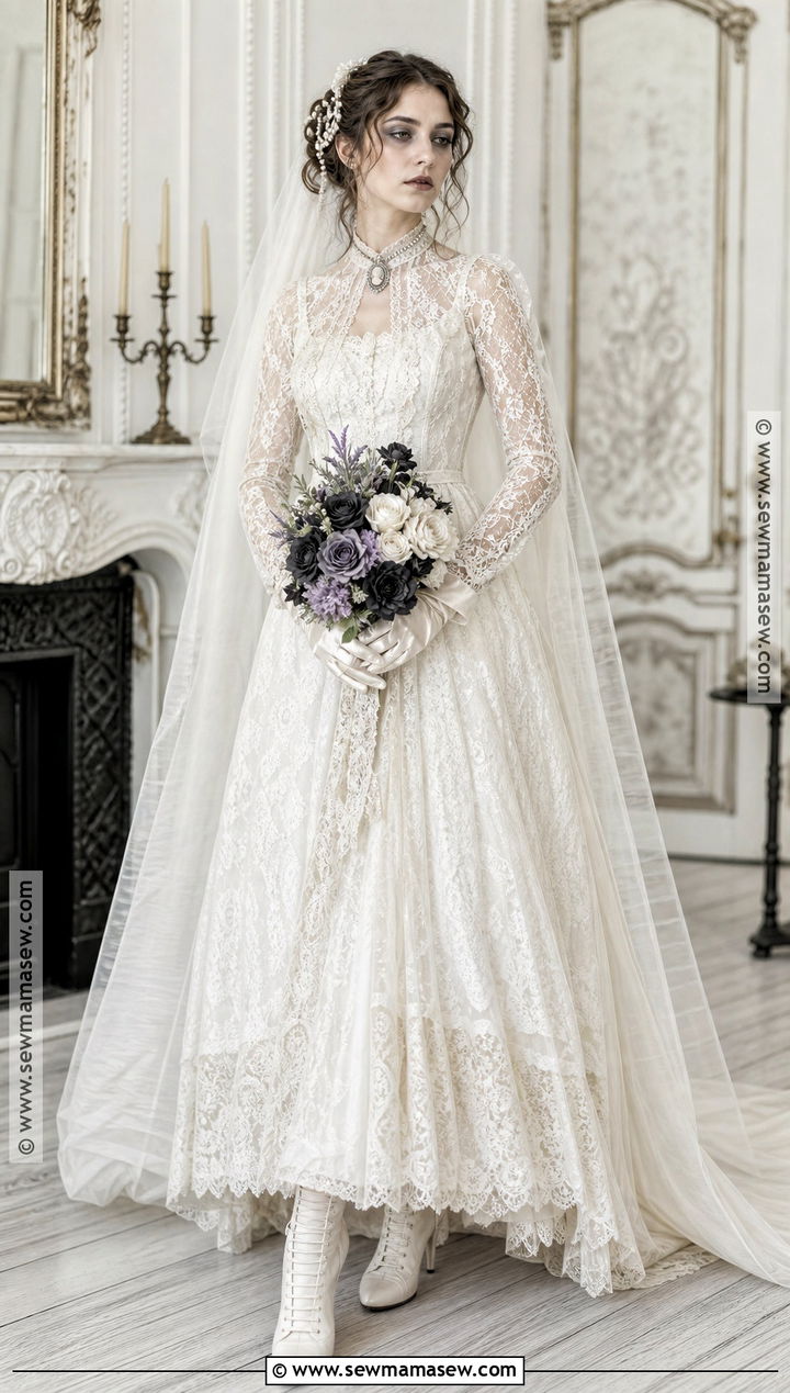 Haunted Bride Costume With Vintage Veil - 35 halloween aesthetic costume ideas