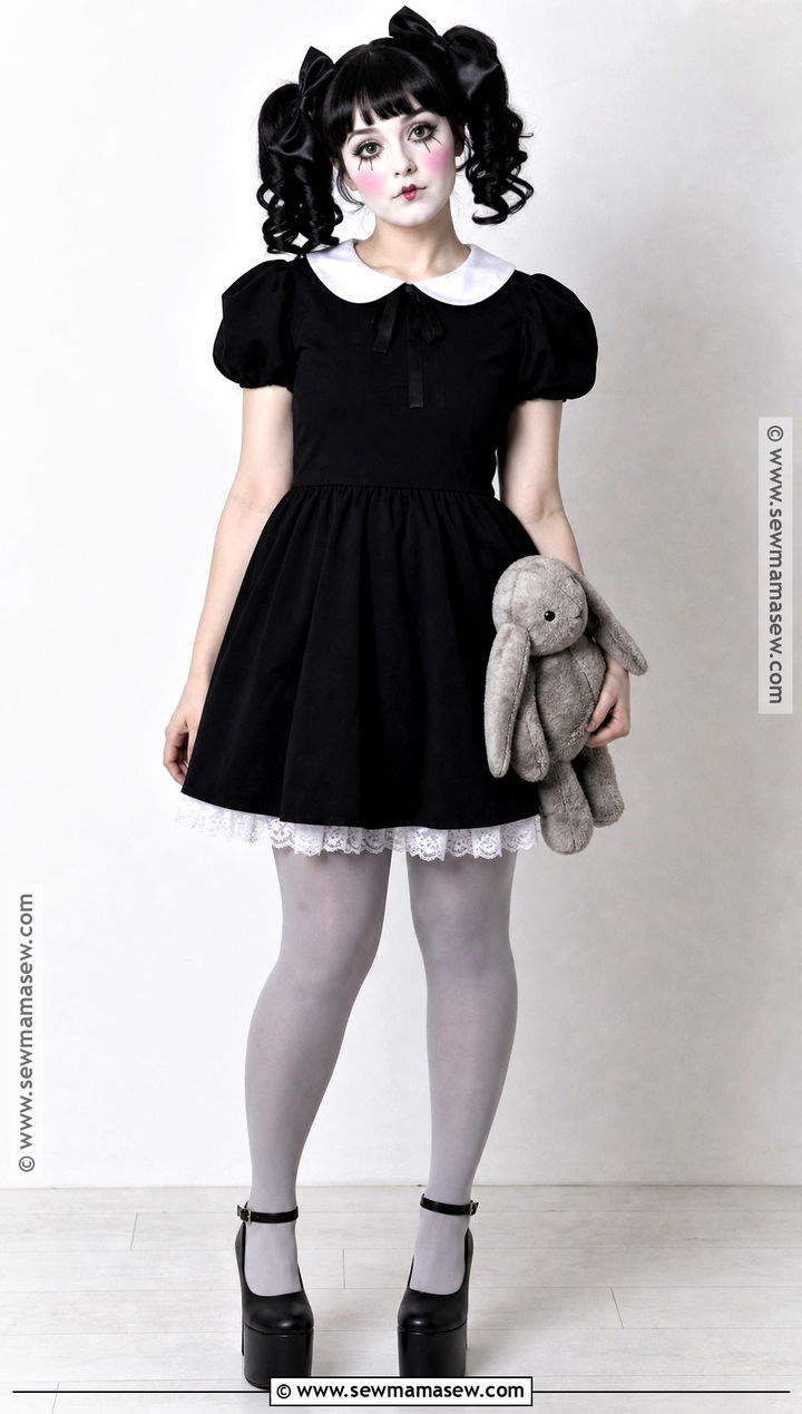 Haunted Doll Costume With Black Babydoll Dress - 35 dark halloween costumes