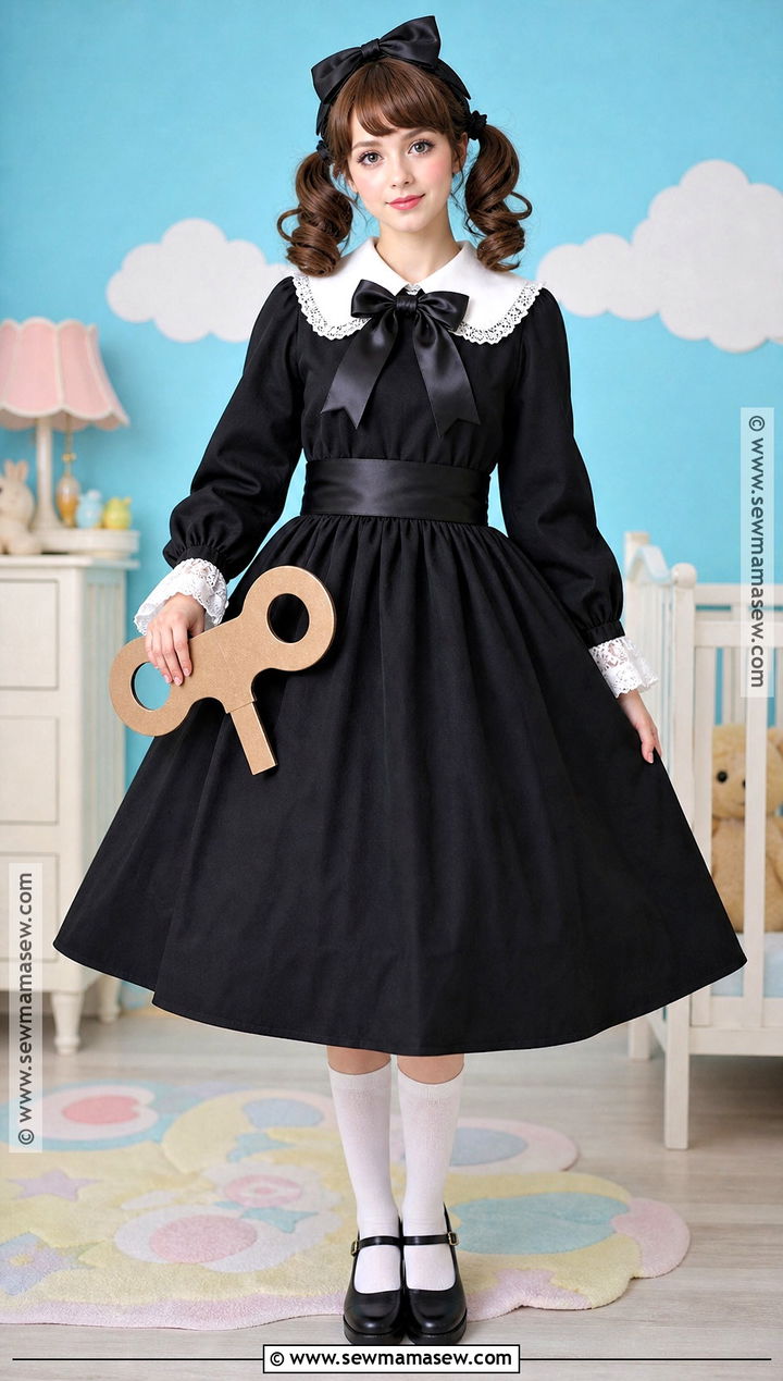 Haunted Doll Long Black Dress Costume - 30 long black dress halloween costume ideas