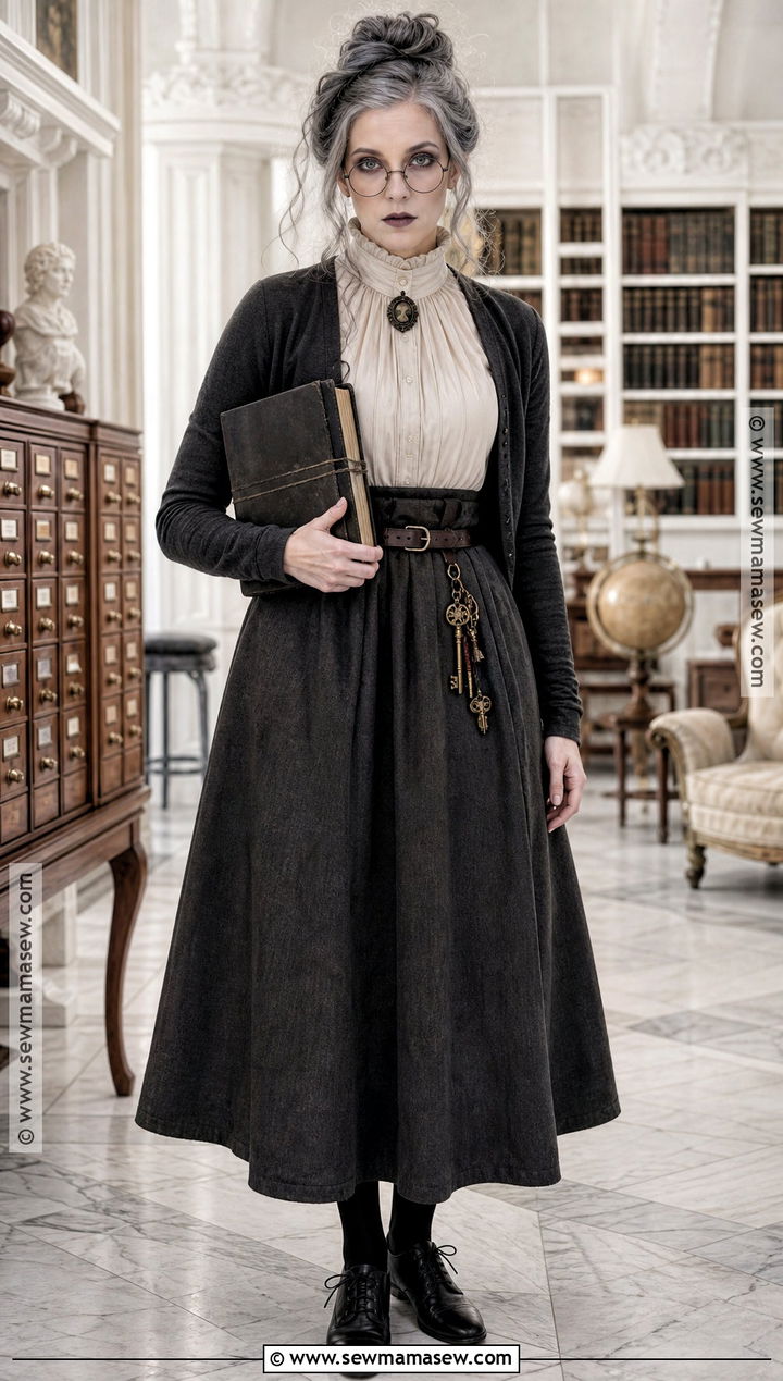 Haunted Librarian Costume With Vintage Skirt - 35 scary halloween costume ideas for women