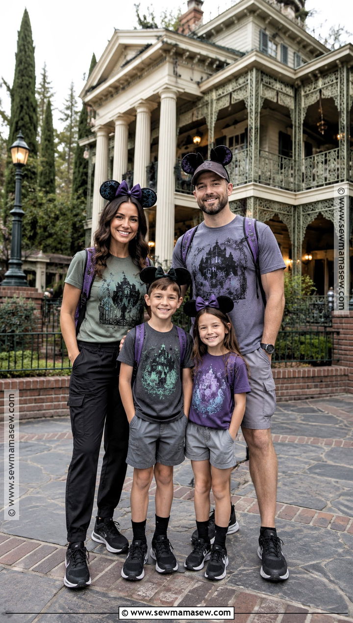 Haunted Mansion Family Shirt And Gray Shorts Outfit - 15 disney october family shirts