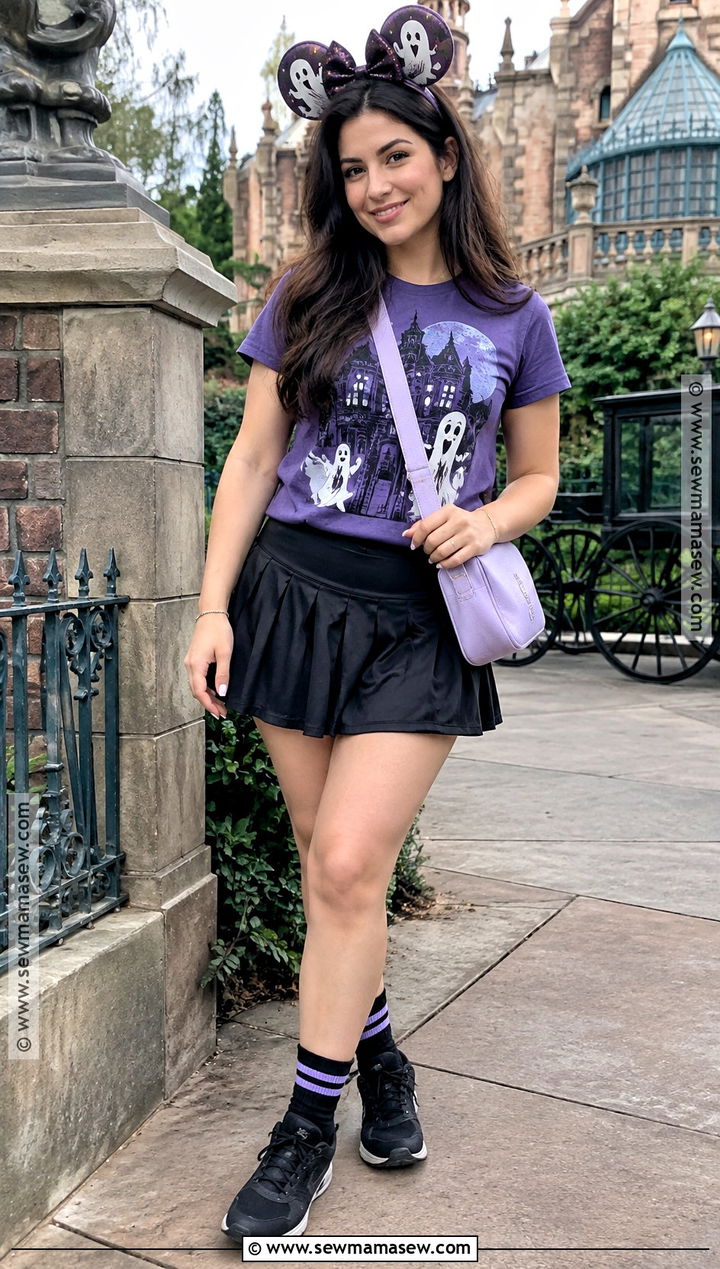 Haunted Mansion T Shirt And Purple Skirt Disney World Outfit - 15 October Disney World Outfits