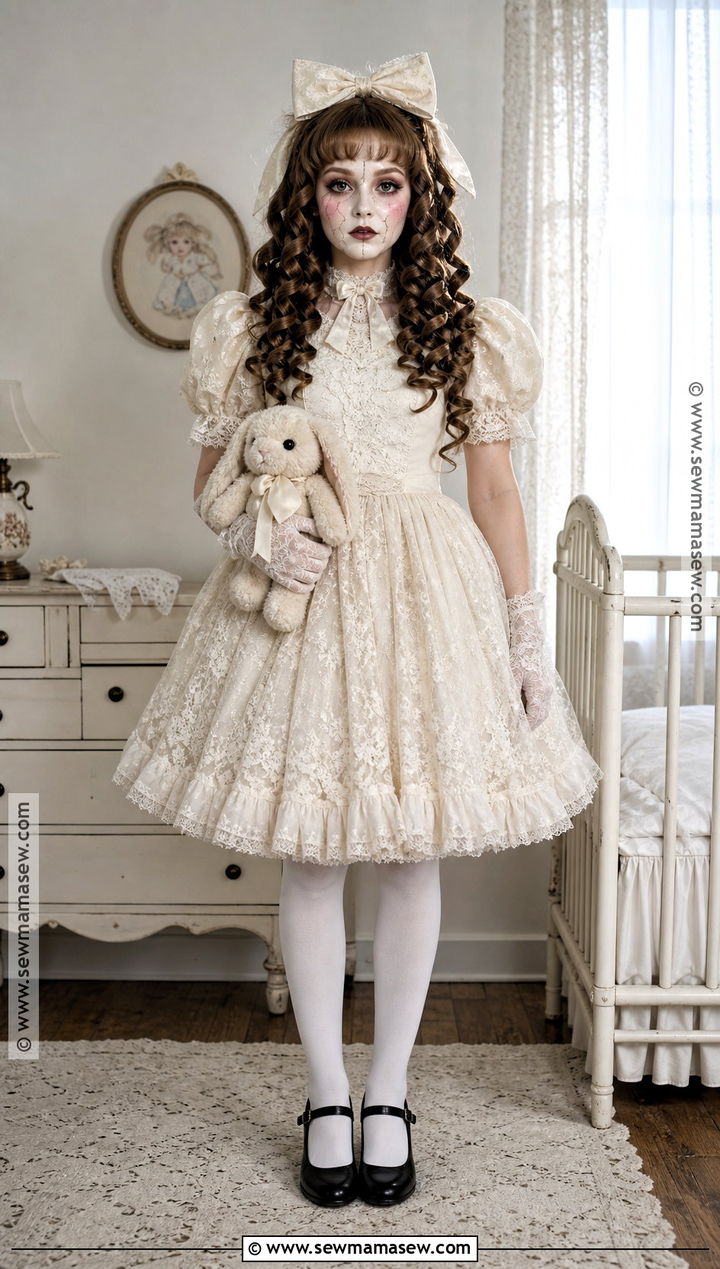 Haunted Porcelain Doll Costume With Lace Dress - 30 horror costumes