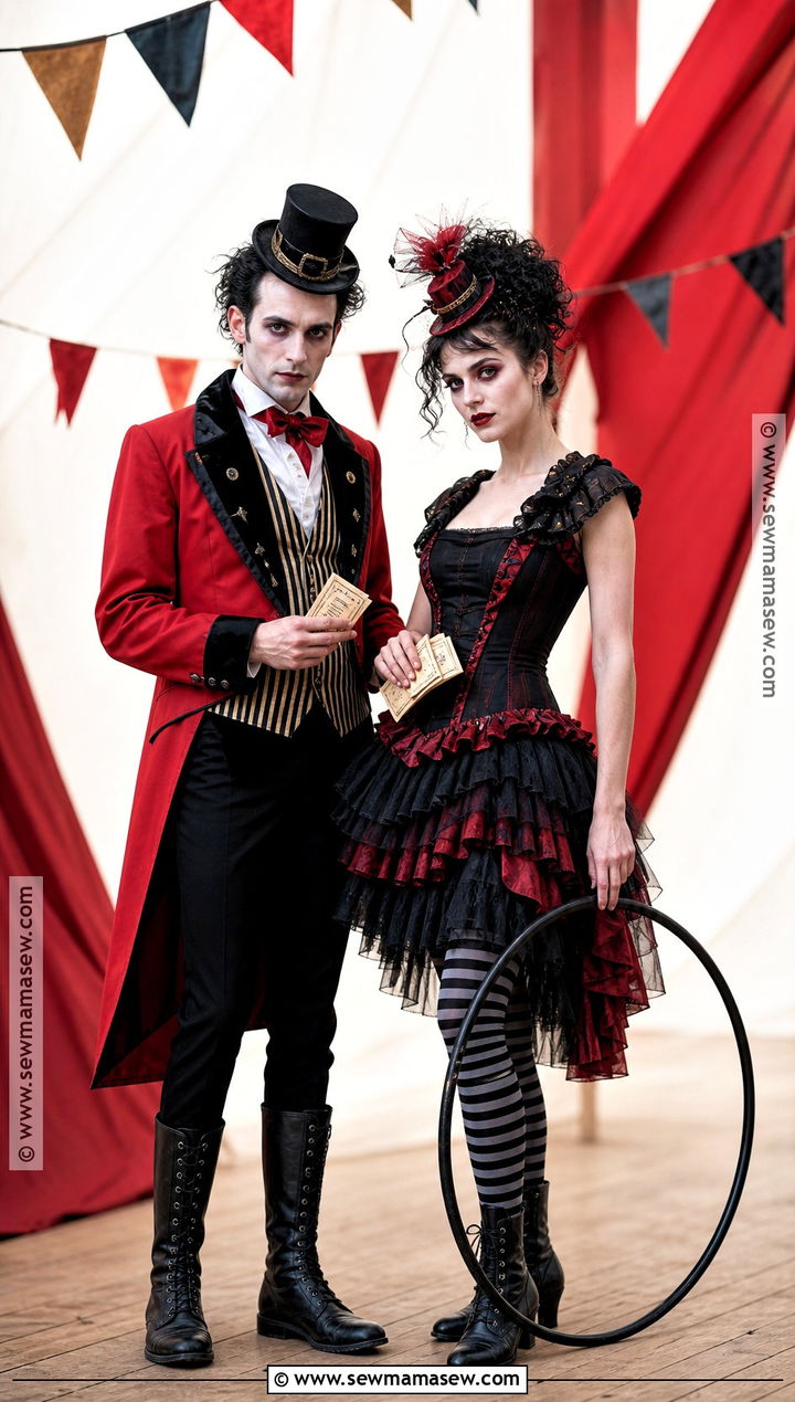 Haunted Ringmaster And Circus Performer Costume - 30 scary couple costumes