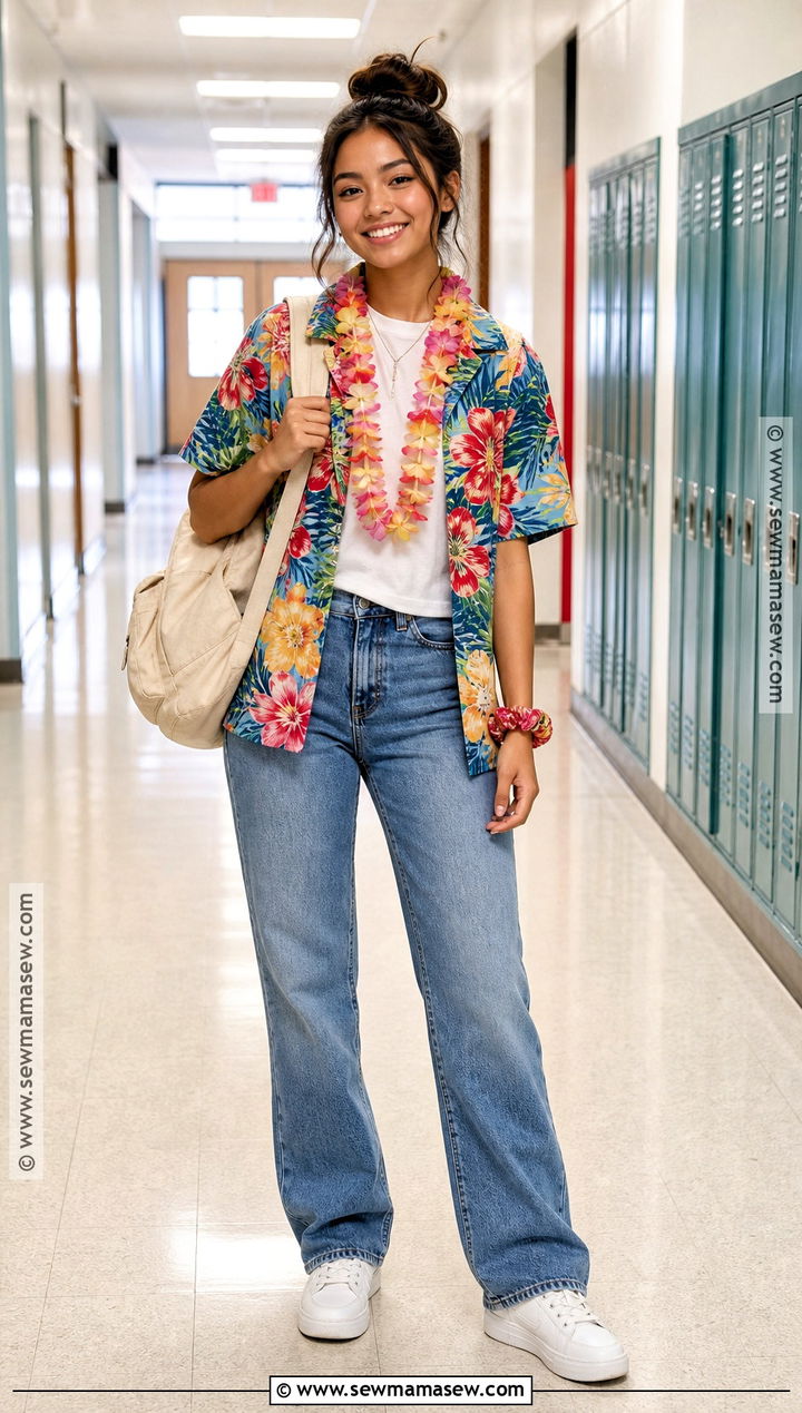 Hawaiian Shirt And Jeans School Outfit - 30 hawaiian dress up day school ideas