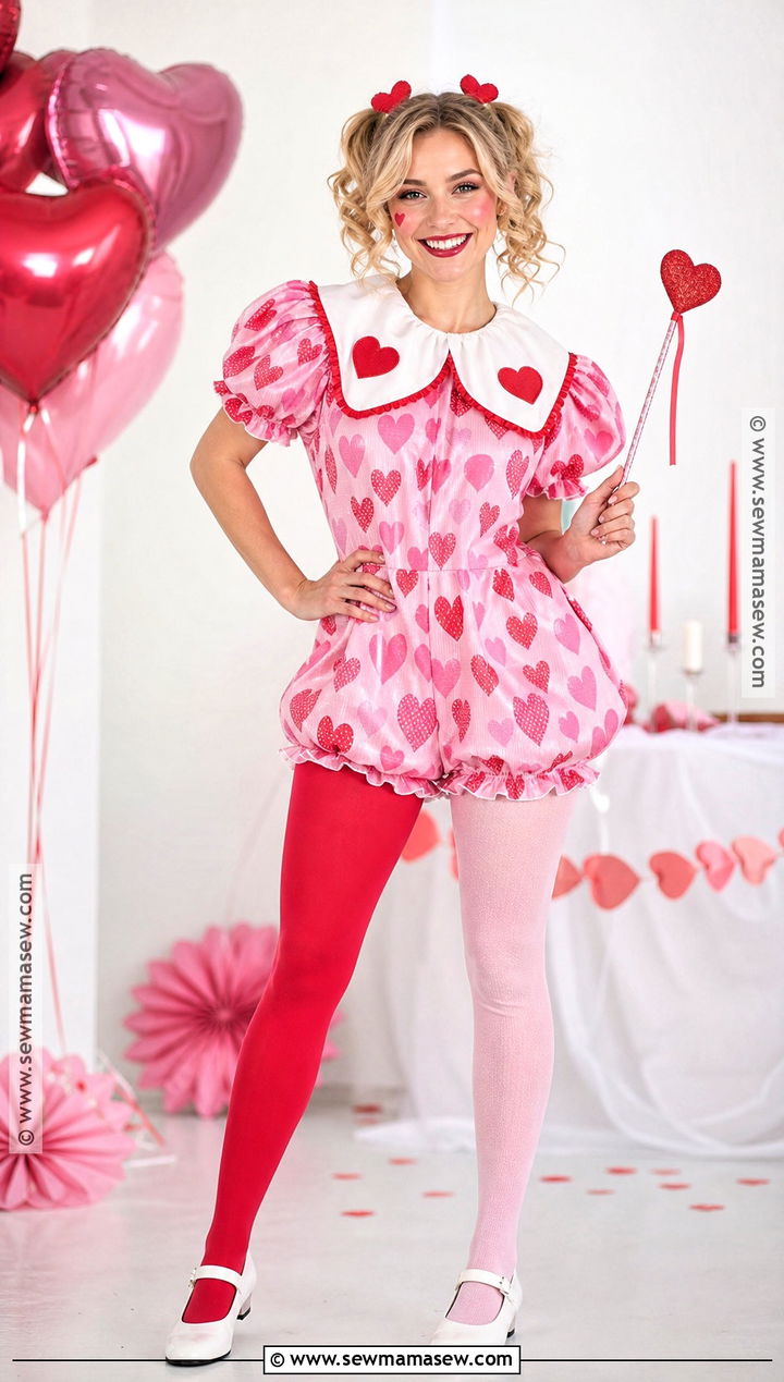 Heart Print Clown Costume - 30 Cute Clown Costume Ideas for Women