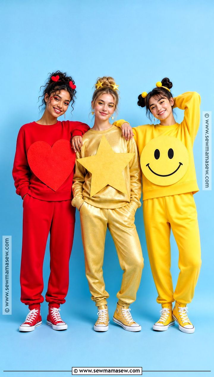 Heart Star And Smiley Emoji Trio Costume - 35 trio costume ideas for teens