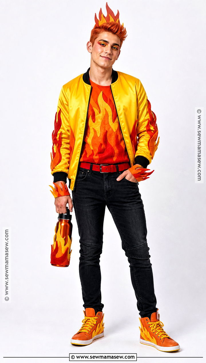 Heath Burns Costume With Flame Print Shirt - 50 monster high costume ideas