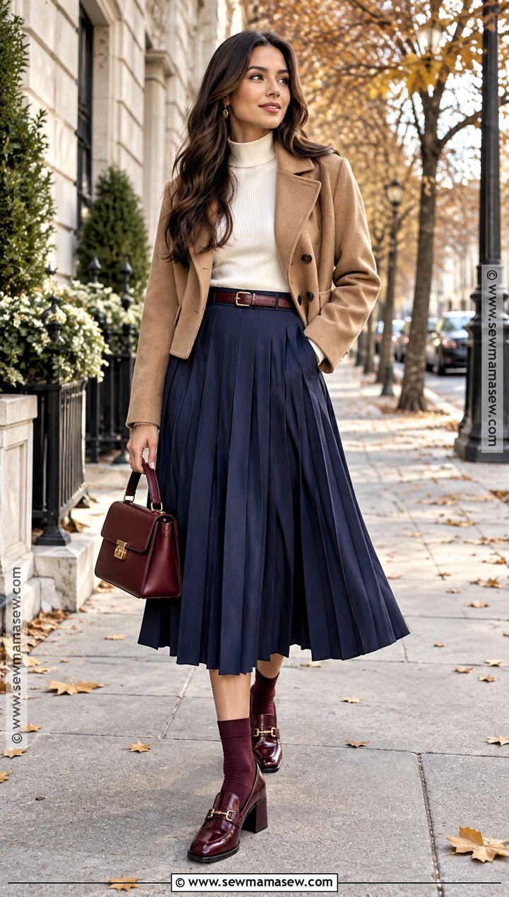 Heeled Loafers With Pleated Midi Skirt - 15 womens shoes fall