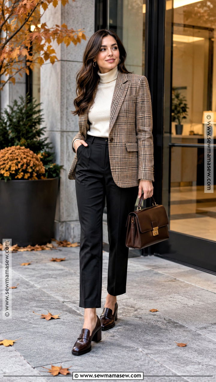 Heeled Loafers With a Plaid Blazer - 15 Fall High Heels
