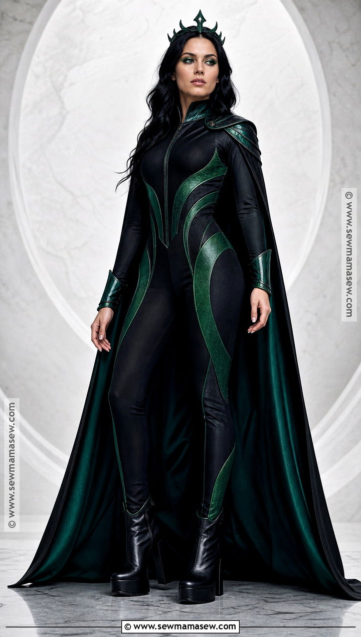 Hela Costume With Green And Black Cape - 30 long black hair halloween costumes