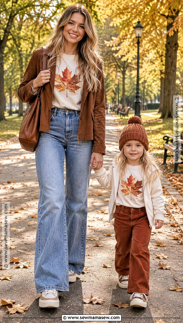 Hello Fall Retro Leaf Shirts - 15 fall mommy and me shirts