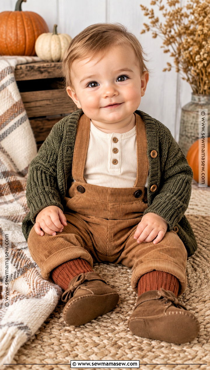 Henley Bodysuit And Suspender Pants Fall Baby Outfit - 15 Cozy Fall Baby Outfits