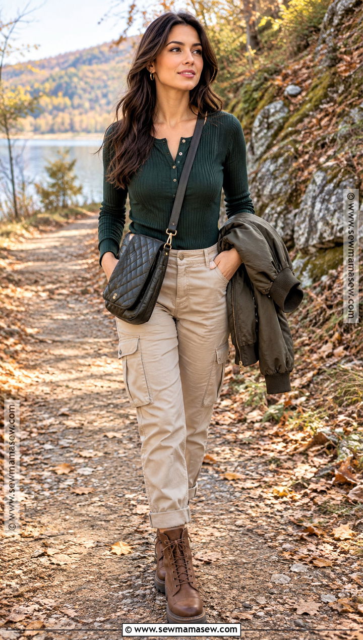 Henley Fall Shirt With Cargo Pants - 20 cute fall shirts
