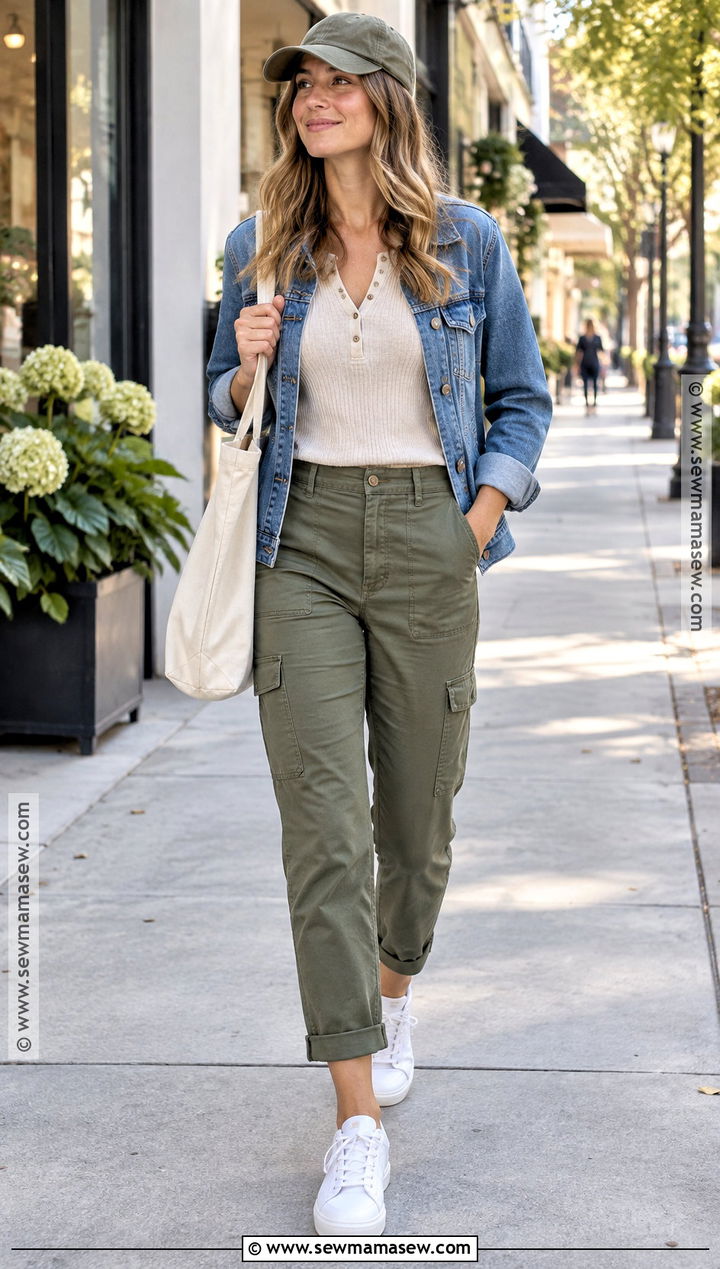 Henley Fall Top With Utility Pants - 25 cute fall tops