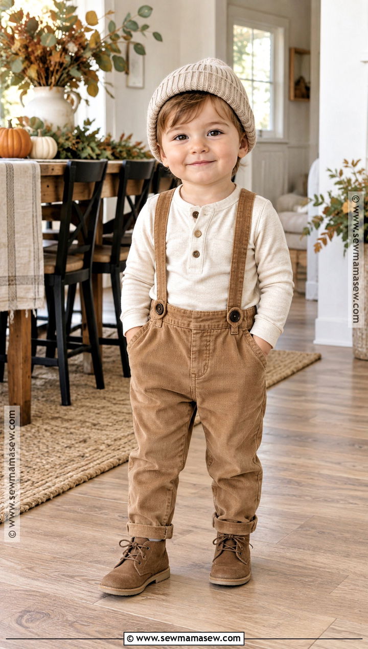 Henley Shirt With Suspender Pants And Boots - 20 kids thanksgiving outfits