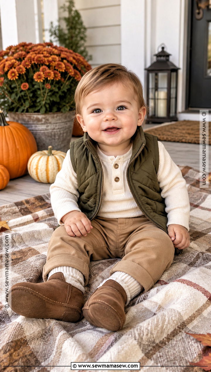 Henley Shirt and Quilted Vest - 15 thanksgiving outfit ideas for baby boys