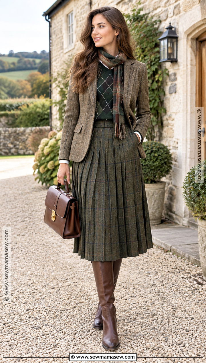 Heritage Tweed Outfit With Pleated Skirt - 15 new fall fashion trends 2026