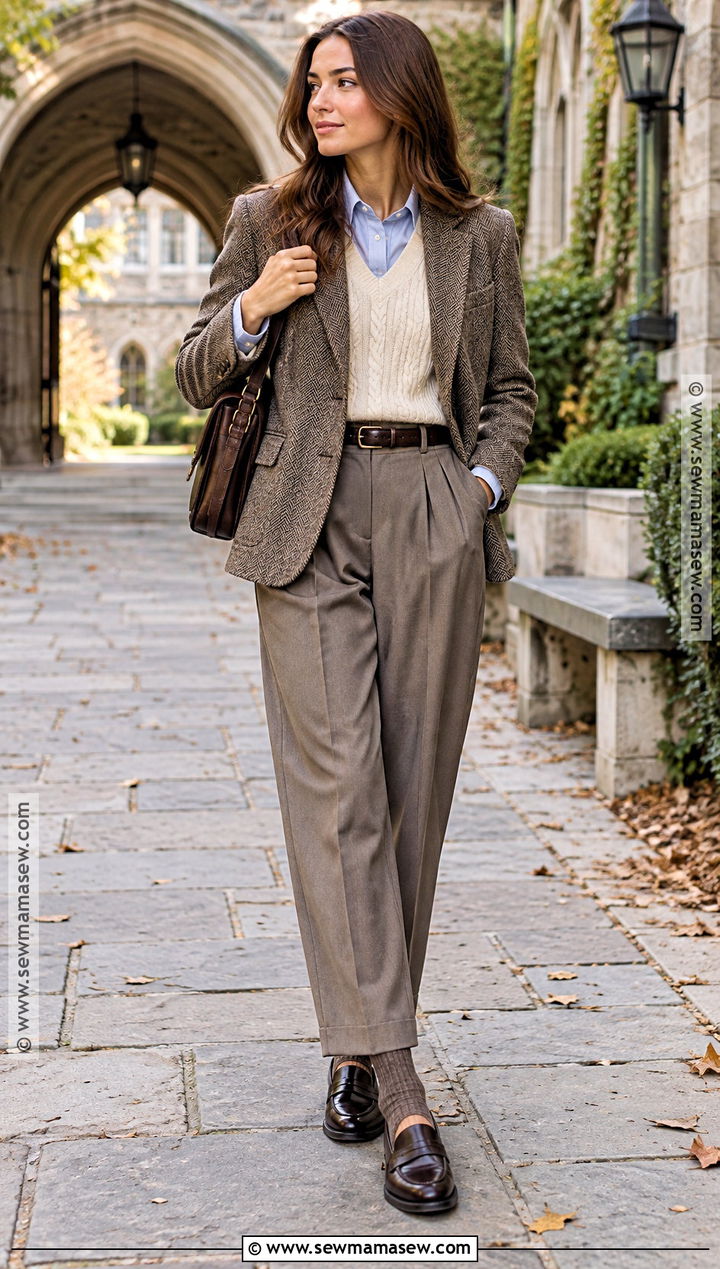 Herringbone Blazer Old Money Fall Outfit - 20 old money outfits women fall