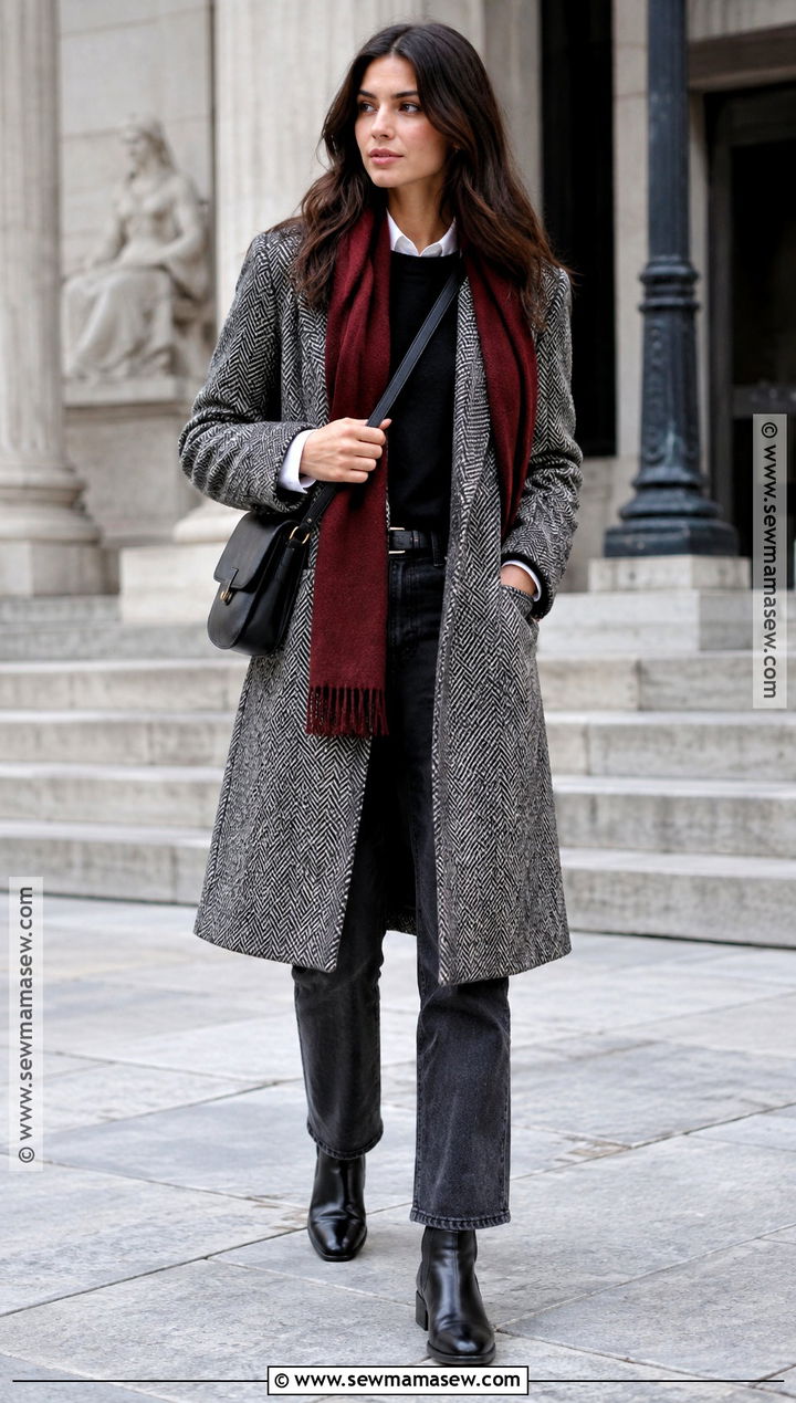 Herringbone Coat Outfit - 20 autumn coat ideas for women