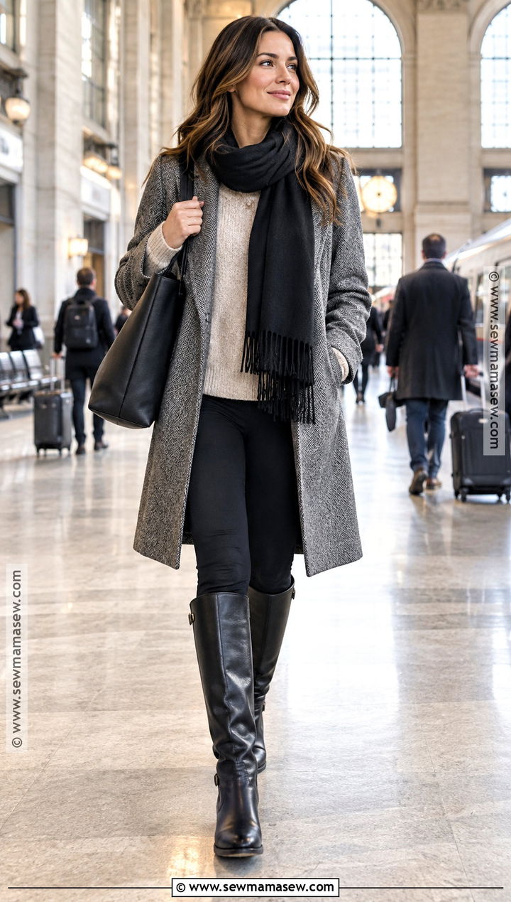 Herringbone Fall Coat Outfit - 25 fall coats for women