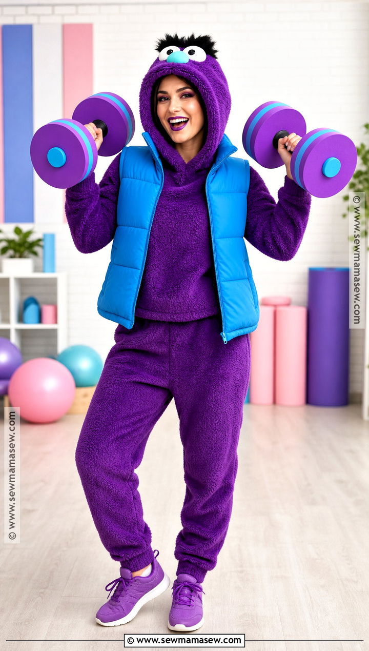 Herry Monster Costume With Purple Fur - 30 Sesame Street Halloween Costumes