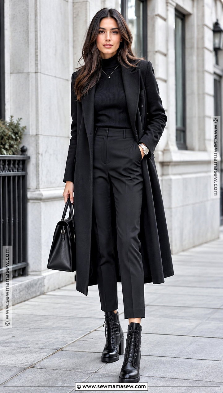 High Heel Combat Boots With A Monochrome Black Outfit - 15 high heel combat boots outfit fall