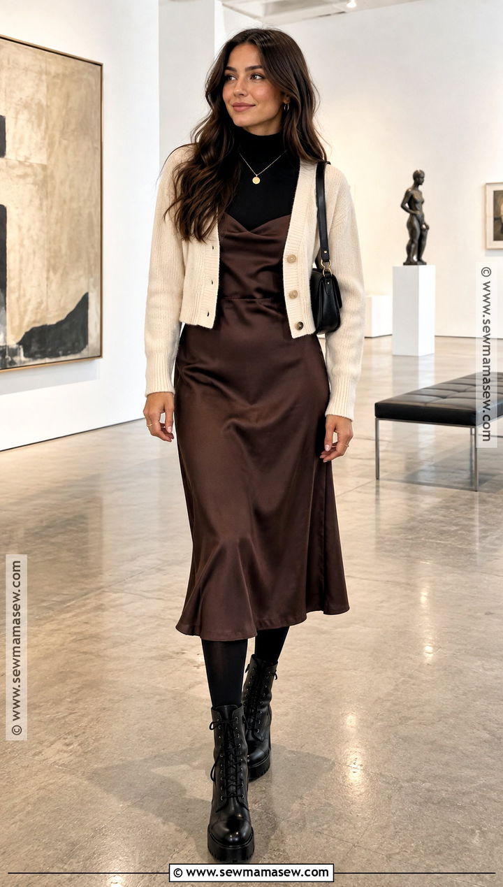 High Heel Combat Boots With A Slip Dress - 15 high heel combat boots outfit fall
