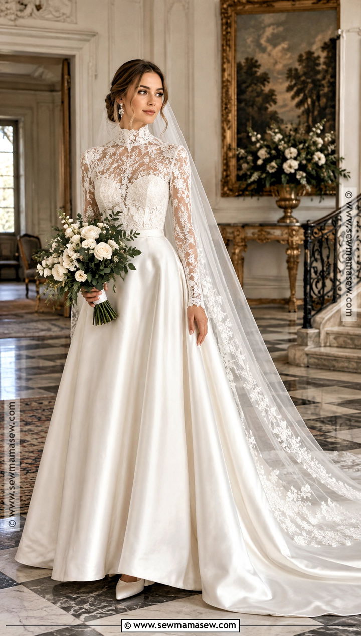 High Neck A Line Wedding Dress - 15 A Line Wedding Dress Fall Ideas