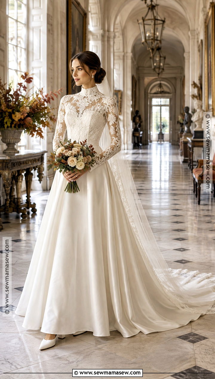 High Neck A Line Wedding Dress - 15 Fall A Line Wedding Dress Ideas
