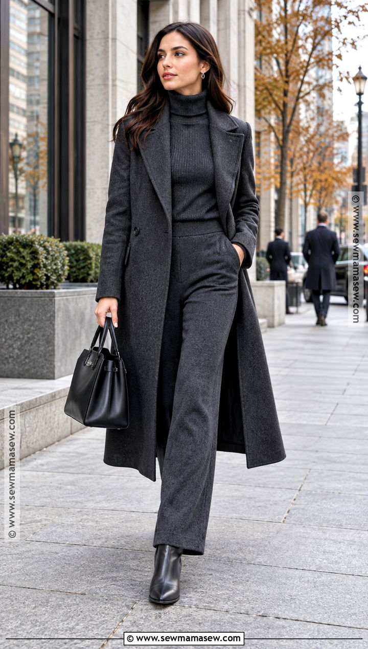 High Neck Coat And Monochrome Knit Fall Outfit - 15 fall fits 2026 trends