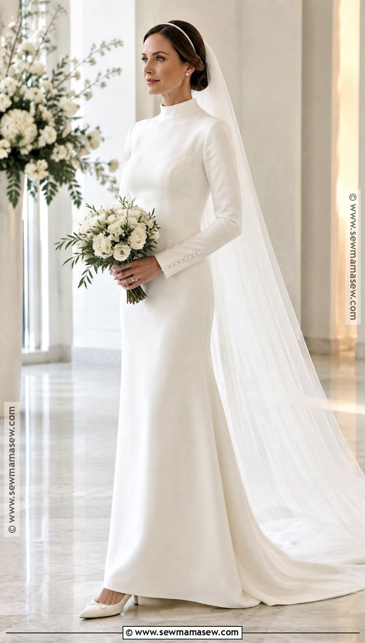 High Neck Crepe Fall Bridal Look - 15 fall bridal looks