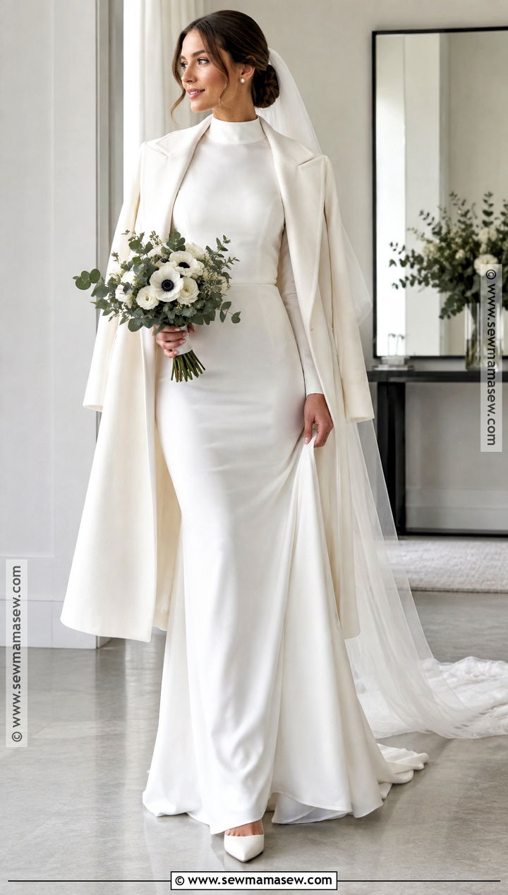 High Neck Crepe Fall Wedding Gown - 20 fall wedding gowns