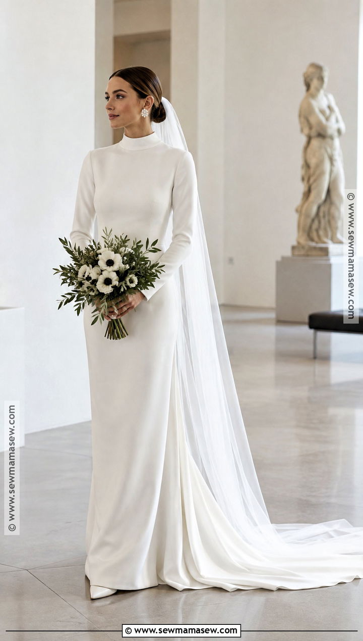 High Neck Crepe Wedding Dress - 15 Fall 2026 Wedding Dress Ideas